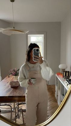 #Whatisin2024 #wintervibes #cuteoveralls #sweaterweather #cuteandcozy Everyday Outfits Feminine, Size 10 Fall Fashion, Northeast Winter Outfits, Wfh Winter Outfits, Simple Fall Wardrobe, Clean Boho Style, Cute Loose Outfits, Modern Cottage Outfit, Fall Retreat Outfits