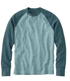 A lighter double-knit layer - ideal for transitioning from spring into summer. In soft, heathered cotton with a touch of nylon for supreme comfort. Slightly Fitted: Relaxed through the chest and sleeve, with a slightly slimmer waist. Both layers are crafted in a heathered blend of 98% cotton and 2% nylon. Machine wash and dry. Raglan sleeves offer ease of motion. Ribbed collar and cuffs. Straight hem looks great untucked. Imported. Comfortable Cotton Sweater For Layering, Casual Snug Sweater For Layering, Snug Casual Tops For Layering, Tops With Ribbed Cuffs And Raglan Sleeves For Layering, Raglan Sleeve Tops For Winter Layering, Winter Raglan Sleeve Tops For Layering, Casual Snug Top With Ribbed Cuffs, Casual Heather Cotton Sweater, Color Block Crew Neck Sweater For Loungewear