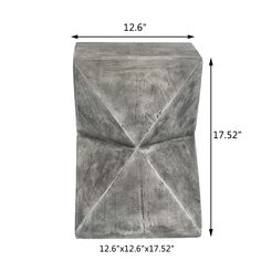 the square concrete stool is shown with measurements