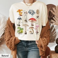 - Shirt Materials: Combed Cotton - Size: The Shirt Runs Bigger Than Usual. 5 Sizes Available: S, M. L, Xl, 2xl,3xl - Ship: Fast Shipping. Made And Shipped From Usa. - Please Follow Me For New Items Cute Mushrooms, Mushroom Plant, Hippie Shirt, Botanical Shirt, Cottagecore Aesthetic, Vintage Botanical, Crew Neck Shirt, Vintage Sweatshirt, Look Fashion