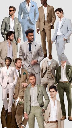 a collage of men's suits and ties in different colors, sizes and styles