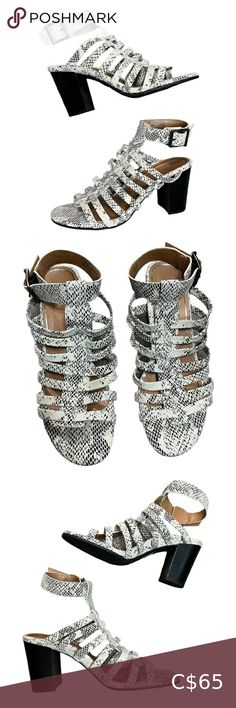 Vionic Sami Snakeskin Leather Gladiator Chunky Heel Sandals