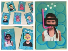 three pictures of children with masks on their faces