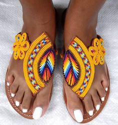 Beautifully hand gladiator crafted sandals made from high quality leather with finishing touch of finely selected maasai beads. The sandal is not only beautiful but elegant and durable. NOTE: SANDALS DO NOT QUALIFY FOR FREE SHIPPING WITH ANOTHER ITEM! Beaded Leather Sandals, African Sandals, African Shoes, Beaded Shoes, Beautiful Sandals, Womens Sandals Summer, Beaded Sandals, Low Heel Sandals, Leather Flip Flops