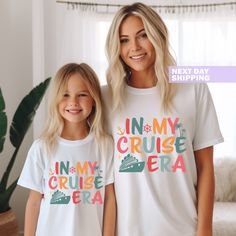 "In My Cruise Era Shirt, Funny Vacation Tee, Family Cruise Gift, Cruise Travel T-Shirt, Cruise Trip Shirt, Cruise Crew Tees, Matching Family Welcome to LunaTeeApparel ☺️ Our shirts are clean, high quality and soft. It is prepared quickly by our boutique Ironing and shipped. Enjoy your shopping It is a pleasure for us to help you with your questions and you can reach us at any time. Please, don't forget to check our size cards. HOW TO ORDER SHIRT 👕 Please, choose your favorite t-shirt color and Family Cruise Outfits, Funny Vacation, Cruise Gifts, Vacation Tshirts, Vacation Humor