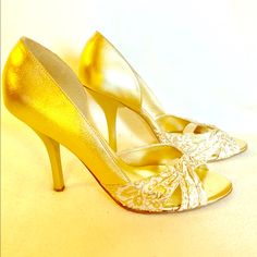 Gold Heels, Never Worn Gold Fitted Wedding Shoes With 4-inch Heel, Chic Fitted Gold Wedding Shoes, Shoes Board, Gold Heels, Shoes Color, Shoes Women Heels, Full Service, Shoes Heels, Womens Sizes