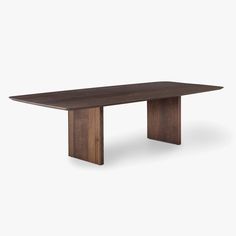 a wooden table with an interesting design on the top and bottom, against a white background