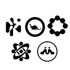 some black and white symbols are on a white background, including an object in the middle