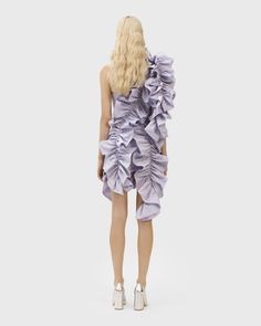 Jagger Ruffle Dress Asymmetric Ruffle Dress, Fall 23, Ruffle Dress, Side Zipper, Final Sale, Ruffles, Made In Usa, Dry Clean, Zipper