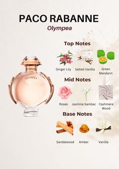 Perfume Lovers | Fragrance Obsessed | Scent Sational | Luxury Perfume |  Paco Rabanne | Olympea |  Top Notes | Mid Notes | Bottom Notes | paco rabanne olympea  | paco rabanne olympea flora | paco rabanne olympea solar | paco rabanne olympea blossom | paco rabanne olympea legend | paco rabanne olympea intense | paco rabanne olympea eau de parfum | paco rabanne olympea aesthetic | paco rabanne olympea edp 80ml | paco rabanne olympea edp | paco rabanne olympea perfume Paco Rabanne Olympea, Olympia Perfume, Seductive Perfume, Fragrance Lab, Vanilla Perfume, Wear Perfume, Rose Perfume