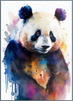 a painting of a panda bear in watercolor