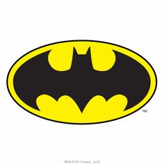 the batman symbol is shown in black and yellow