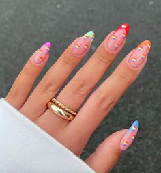 Colored French Tips, Es Nails, Colored Nail Tips, Nail Pictures, Nails 2021, Heart Nails, Nail Designs Spring, French Tip Nails