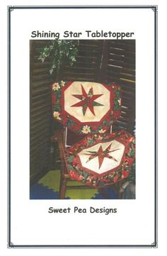 the cover of shining star table topper, featuring two quilted chairs and one chair