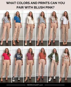 Blush Joggers Outfit, Blush Color Combinations Outfit, Rose Color Pants Outfits, Powder Pink Pants Outfit, Pink Pants Combination, What Goes With Pink Pants, Mustard Top Outfit Work, Blush Pants Outfit Work Wear, Beige Pants Color Combos