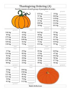 thanksgiving ordering game with pumpkins on it