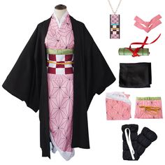 PRICES MAY VARY. Anime Design: The design of our cosplay uniform is inspired by famous Japanese anime characters. Unisex Costumes, Kimono Outfits, Nezuko Cosplay, Role Play Costume, Anime Kimono, Pink Kimono, Kimono Outfit, Kimono Coat, Anime Cosplay Costumes