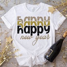 New Years Shirts 2024, New Year's Eve Wallpaper, Hello 2023, 2023 Svg, Happy New Year Pictures, Christmas Attire, New Year Shirt, Happy New Years Eve