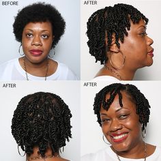 Twist Out by Huetiful Salon. www.huetifulsalon.com Short Extensions, Short Hair Natural, Extensions Hairstyles, African Threading, Wedding Hairstyles For Short Hair