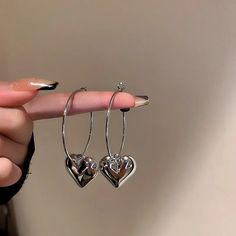 Stay sweet in these supa cute earrings that have heart-shaped charms ♡⛓ Silver Aesthetic, Ready For Love, Ziplock Bag, Heart Hoop Earrings, Earring Type, Chain Anklet, Casual Sporty, Large Earrings, Pendant Design