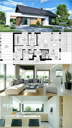 the floor plan for a modern house with lots of room and space to move around