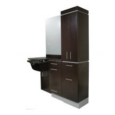 Collins Neo Erie 4421-42 Salon Barber Wet Station with 42" Wide Mirror Cabinet Drawers and Shampoo Bowl Bulkhead | Buy-Rite Beauty Salon Sink Station Ideas, Sink Station, Salon Sink, Wide Mirror, Barber Equipment, Shampoo Bowl, Shampoo Bowls, Mirror Cabinet, Salon Furniture