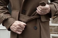 Trench coat in woollen Bedford cord in russet — S.E.H Kelly - Made in Britain - Made in London Big Things, British Isles, Double Breasted Suit Jacket