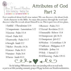 an image of the attributes of god part 2, with text in green and white