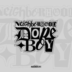 the logo for neighborhood dope boy, which has been drawn in black and white