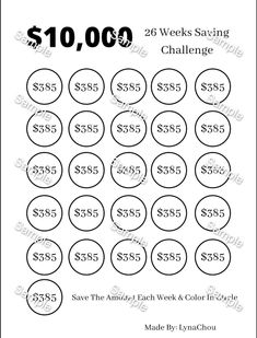 the $ 10, 000 works saving challenge is shown in this black and white poster