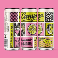 three cans of cannapa on a pink background with the words cannapa written in black and white