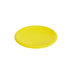 a yellow plastic plate on a white background