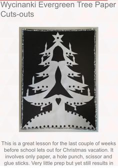 an image of a christmas tree made out of paper with the words, wyonniki evergreen tree paper cuts - outs