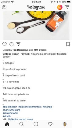 the instagram page on instagram com shows an image of food items and utensils