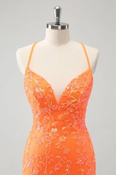 Amzcw Sparkly Orange Lace-Up Back Tight Short Homecoming Dress with Sequins Orange Hoco Dress Short, Cute Hoco Dresses Short, Orange Hoco Dress, Coral Homecoming Dresses, Hoco Dress Short, Orange Dress Outfits, Orange Prom Dress, Short Orange Dress, Orange Homecoming Dresses