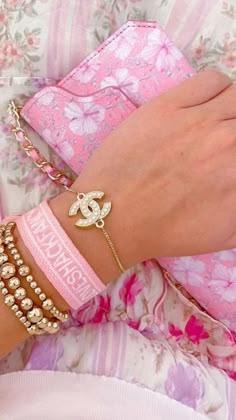 Pretty Stacks, Preppy Blouses, Gold Beaded Bracelets, Dior Lip Glow, Preppy Life, Bracelet Stacks, Girly Outfit, Love Shack Fancy