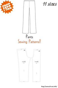 the pants sewing pattern is shown in two sizes