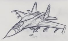 a drawing of a fighter jet flying in the sky