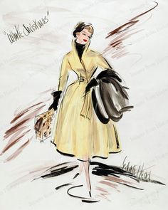 a drawing of a woman in a trench coat