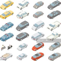 many different types of cars are shown in this image