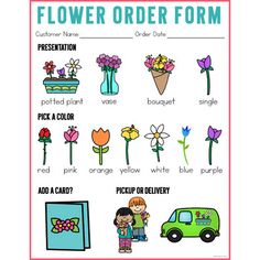 the flower order form is shown in this poster