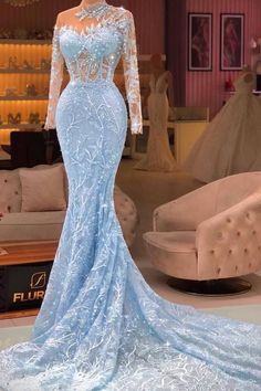 Bestellen Sie Designer Abendkleider Lang Blau online bei babyonlinedress.de. Abiballkleider mit Spitze für Sie zum abiball gehen. Baby Blue Elegant Dresses, Flurimi Dress, Blue Gowns Elegant, Baby Blue Wedding Dress, Baby Blue Lace Dress, Baby Blue Prom Dresses, Long Sleeve Prom Dress Lace, Baju Kahwin, Prom Dress With Train