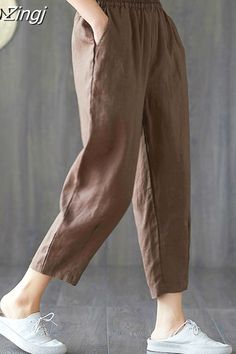 Trousers Women Casual, Cotton Pants Women, Linen Harem Pants, Carrot Pants, Casual Linen Pants, Summer Pants Women, Casual Sweatpants, Linen Casual, Linen Pants Women