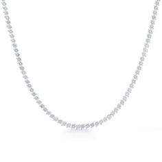 A diamond line necklace is an iconic essential that always remains relevant. This strand makes an impressive statement, alone or layered with other necklaces or pendants. The round diamonds are cut to our Simply Brilliant® standards, exceeding the GIA criteria for Excellent cut and ensuring that every stone looks bigger and brighter. The fluid construction epitomizes superb Kwiat engineering and craftsmanship, the diamonds connected in a lightweight 18K white gold design that lies beautifully ag Gold Snake Chain, Pearl And Diamond Necklace, Diamond Jewelry Necklace, Tennis Necklace, Fine Jewels, Pearl Diamond, Online Jewelry Store, Diamond Sizes, Gold Design