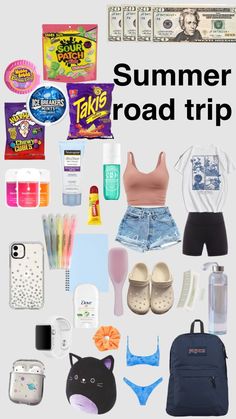 the contents of a summer road trip