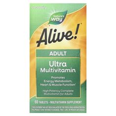 Once DailyPromotes Energy Metabolism, Heart & Muscle FunctionHigh Potency Complete Multivitamin for AdultsMultivitamin SupplementUltra Multivitamin with 23 vitamins and minerals 200% or more Daily Value of 11 vitamins and minerals, including active form methyl B12 Vitamins and minerals to fill nutrient gaps 5 plant-based blends including Cardio, Daily Greens™, and Mushroom Defense blends 100 mg Orchard Fruits™ & Garden Veggies™ powder blend per serving Daily Greens, Heart Muscle, Vitamin B12, Vitamins & Supplements, Multivitamin, Fitness Nutrition, Vitamins And Minerals, Beauty Health, Plant Based