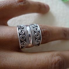 This is a handcrafted  925 sterling silver wide band ring. UK size P 1/2 (US 8) Height of the face 1.8cm Weight-6.4gms 925 Stamp inside the band Wide Band Ring, Wide Band Rings, Wide Bands, Rings Statement, Band Ring, Band Rings, Statement Rings, The Face, Vision Board