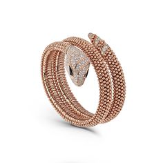 Bvlgari Serpenti Pallini Rose Gold Pave Diamonds Onyx 358433 Serpenti Viper Bracelet, Bvlgari Bracelet, Coil Bracelet, Rose Gold Beads, Onyx Bracelet, Diamond Bracelets, Matching Necklaces