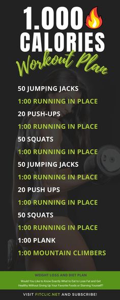 Workout Plan - Weight Loss Challange 1000 Calories Workout, Calories Workout, Spell Your Name Workout, 1000 Calorie Workout, Postpartum Workout Plan, Burn 1000 Calories, Free Workout Plans, Hiit Workouts For Beginners, Calorie Workout