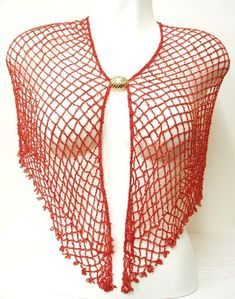 This shawl can be worn also as a wrap. The length of the shawl from hook to eye is approx. 33 inches, and there is a 4 inch extension on both sides.Using these extensions, you can move the eye and hook to suit your waist measurements. When worn on the hips, the center length is 9 inches in the center and 6 inches towards the eye and the hook (Excluding fringes) .All descriptions are approximate or estimate only. One Size Crochet Shawl Wraps, Red Shawl Wrap, Sequin Bra, Sequin Vest, Red Shawl, Le Crochet, Shawl Wrap, Shawls And Wraps, Blouse And Skirt